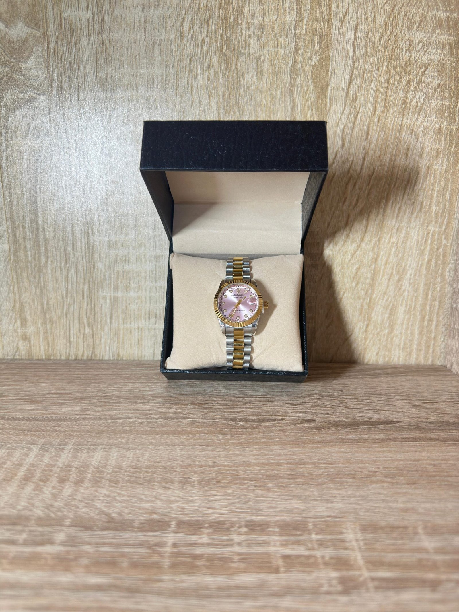ROLEX FEMMES GRIS GOLD TABLEAU ROSE BOITE SIMPLE