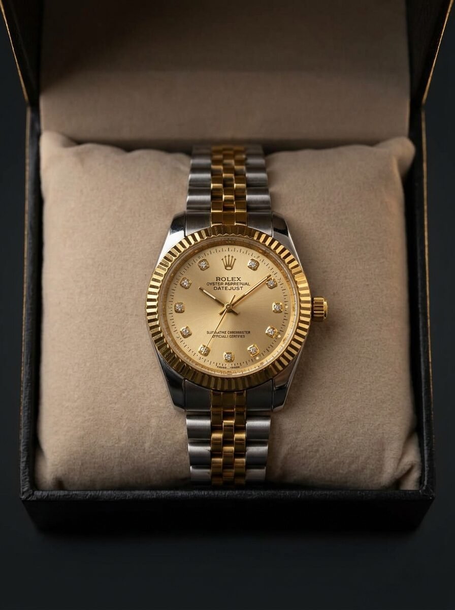 ROLEX GRIS GOLD TABLEAU GOLD FEMMES BOITE SIMPLE