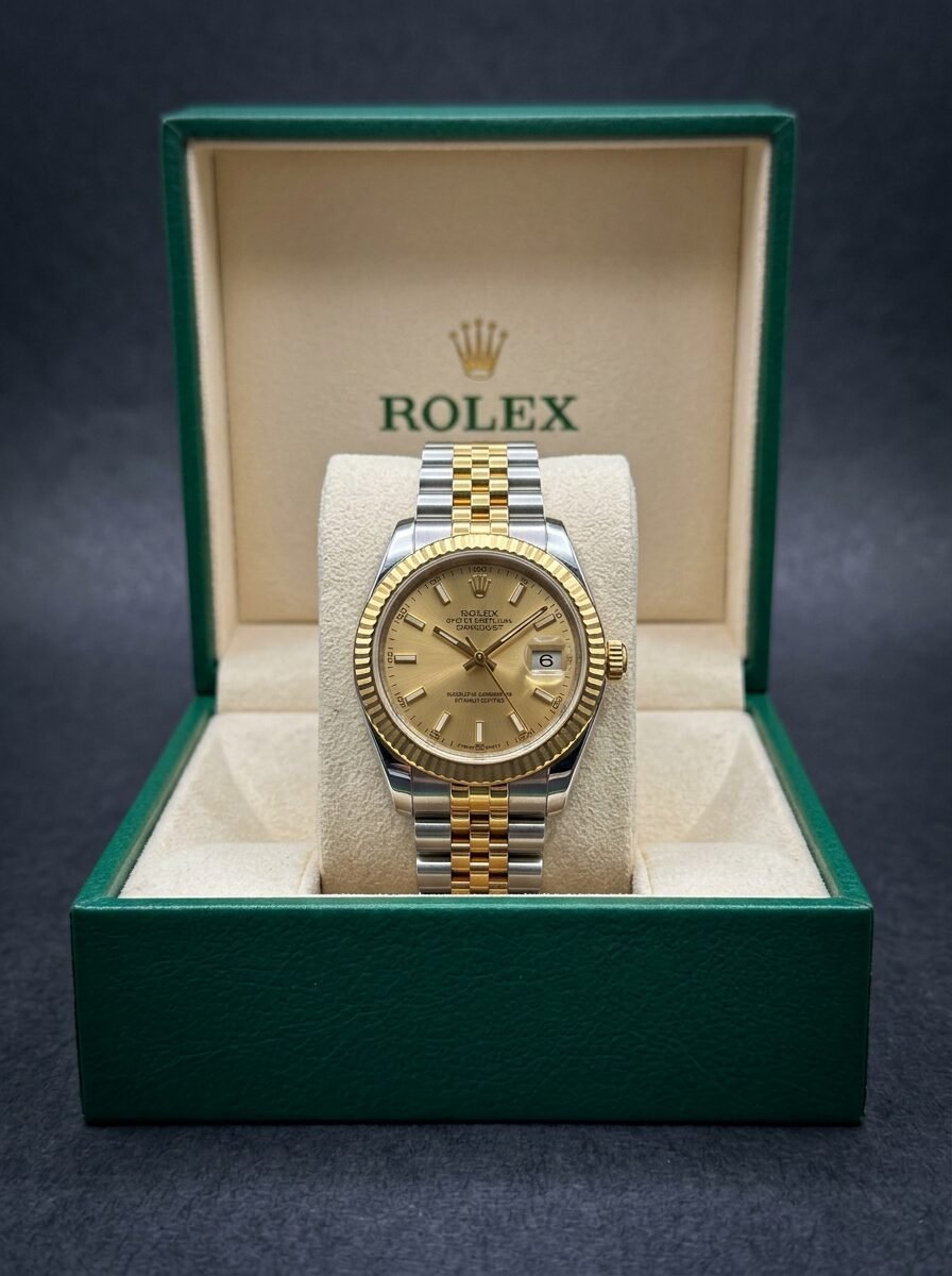 ROLEX GRIS GOLD TABLEAU GOLD FEMMES AVEC COFFRET